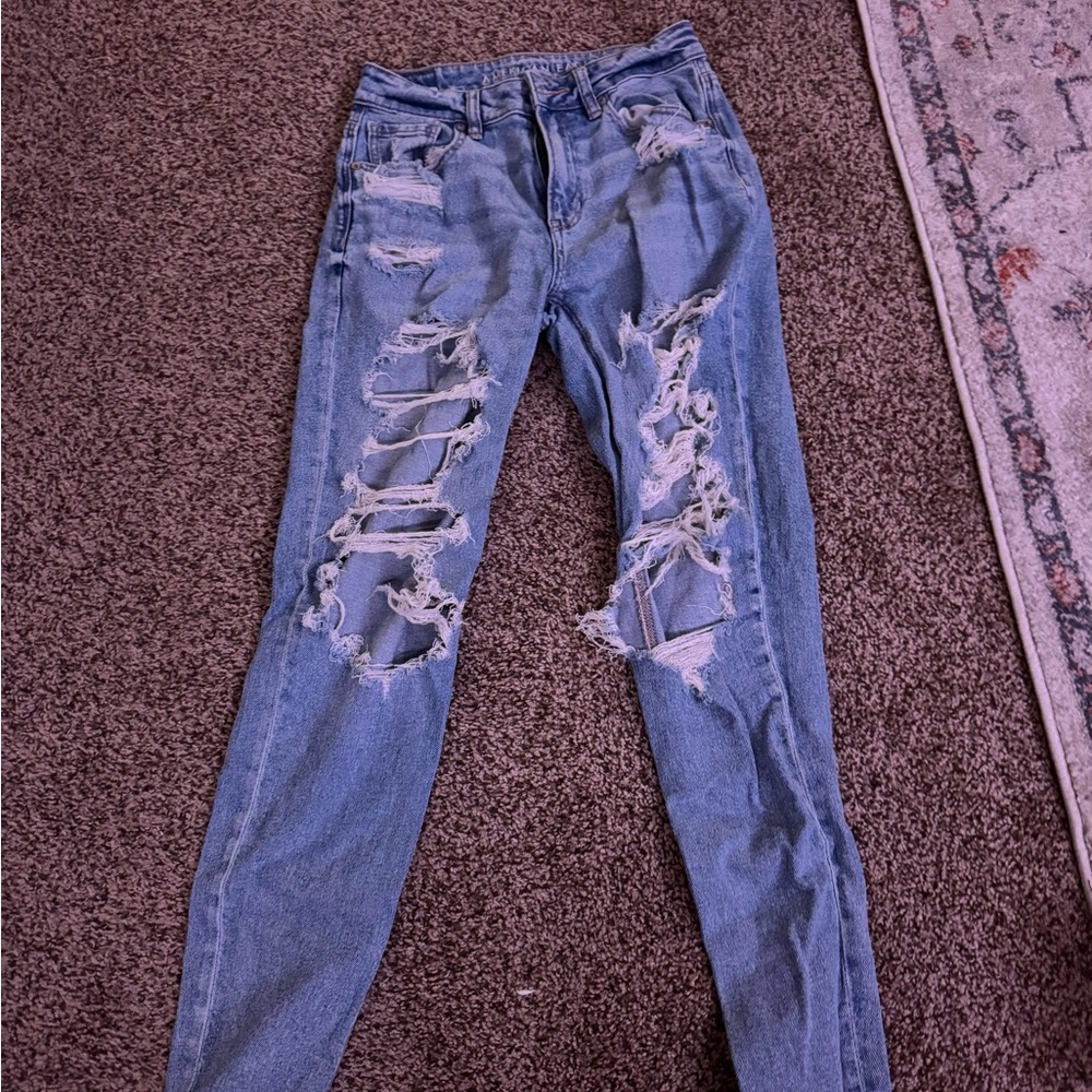 American Eagle Outfitters Ripped Blue Skinny Jeans